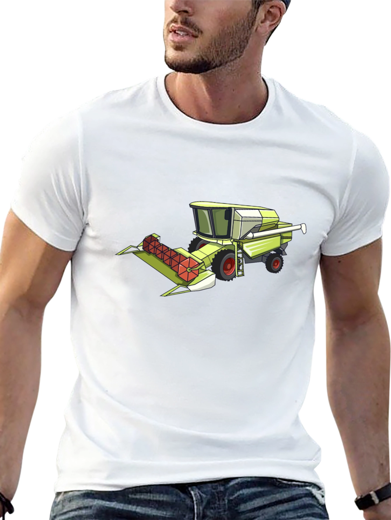 Combine Harvester Graphic Tee - Black Cotton Shirt