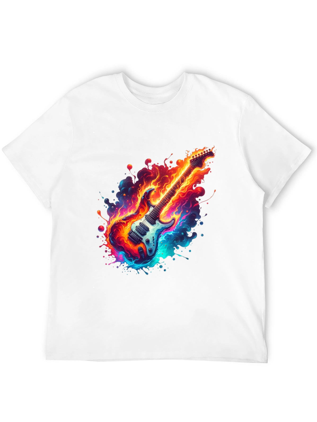 Flaming Guitar Graphic Tee - Rock On!
