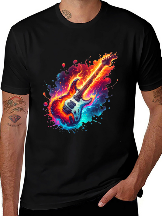 Flaming Guitar Graphic Tee - Rock On!