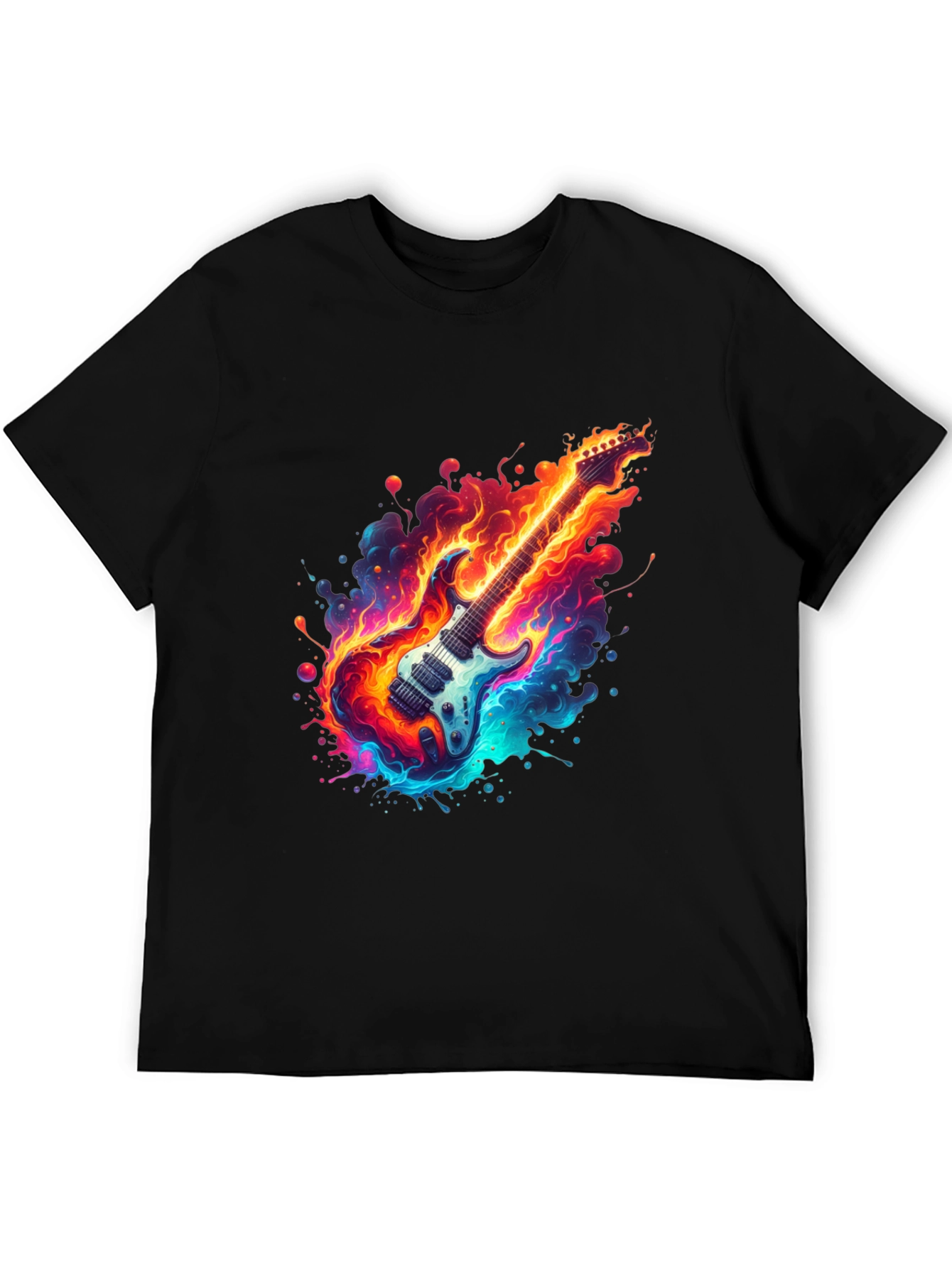 Flaming Guitar Graphic Tee - Rock On!