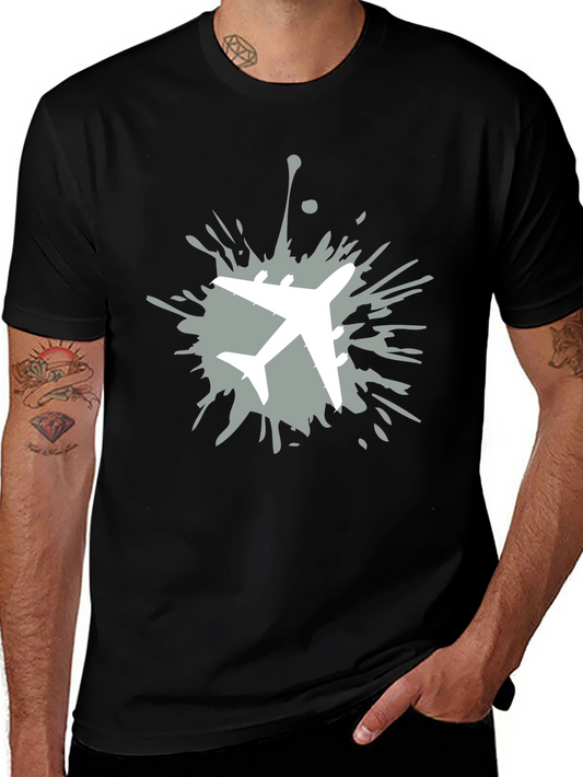 Airplane Splatter Graphic T-Shirt