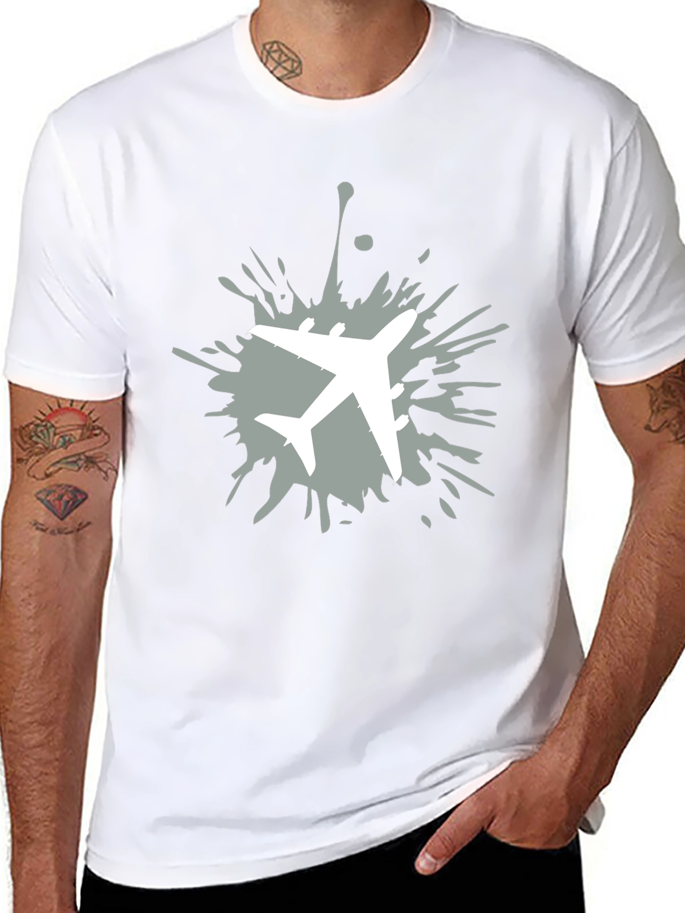 Airplane Splatter Graphic T-Shirt