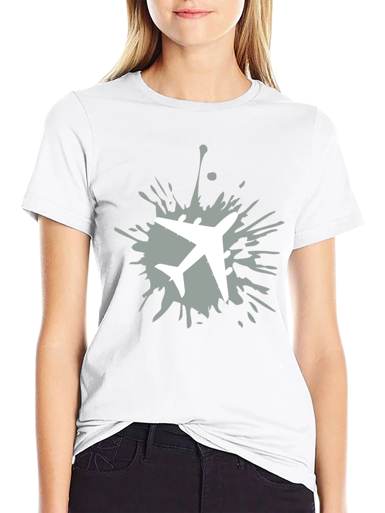 Airplane Splatter Graphic T-Shirt