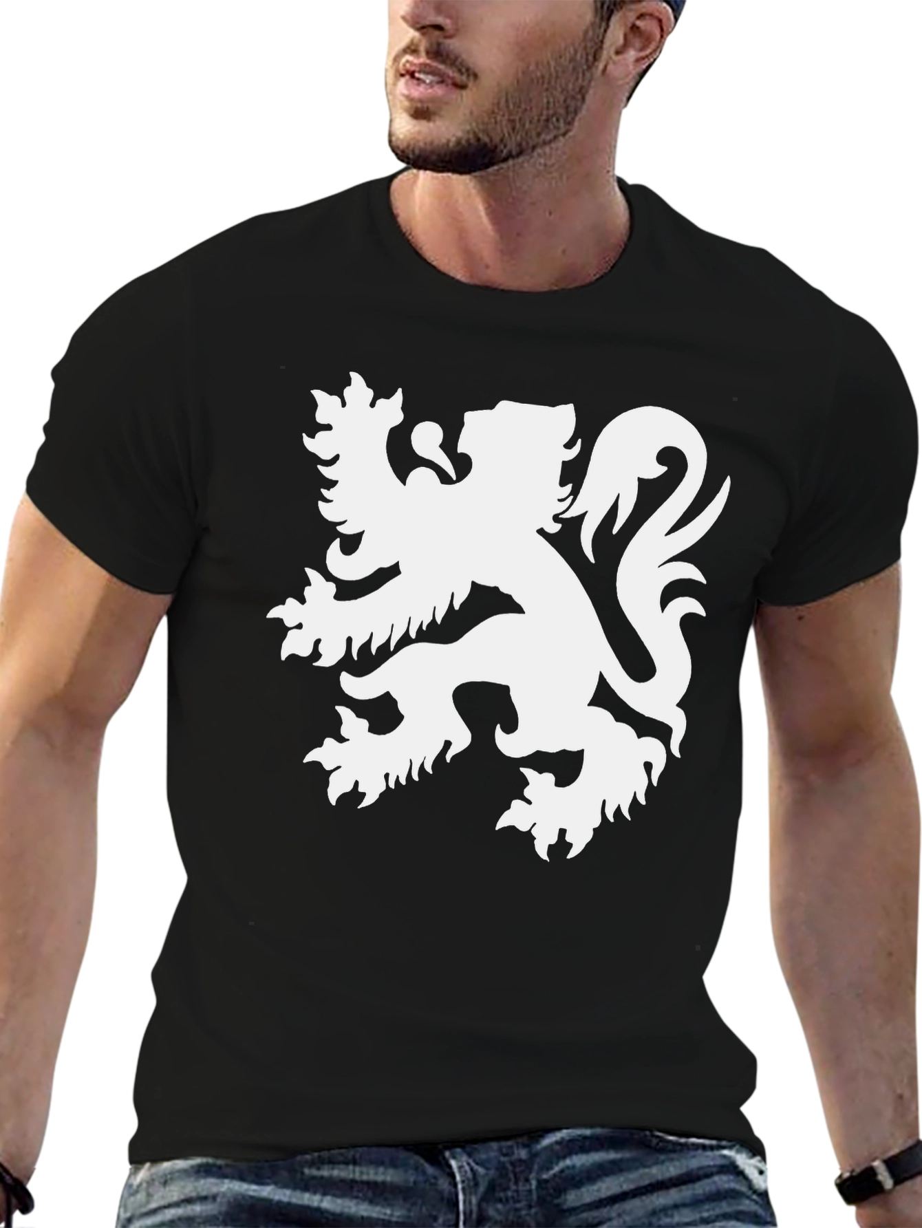 Heraldic Lion Graphic Tee - Mens Black T-Shirt