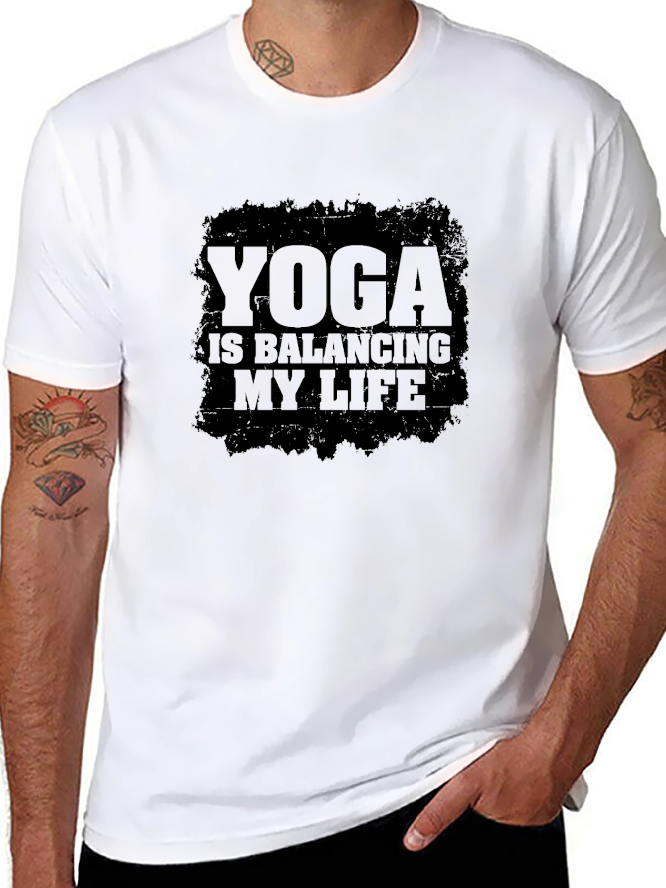 Yoga Is Balancing My Life Black T-Shirt