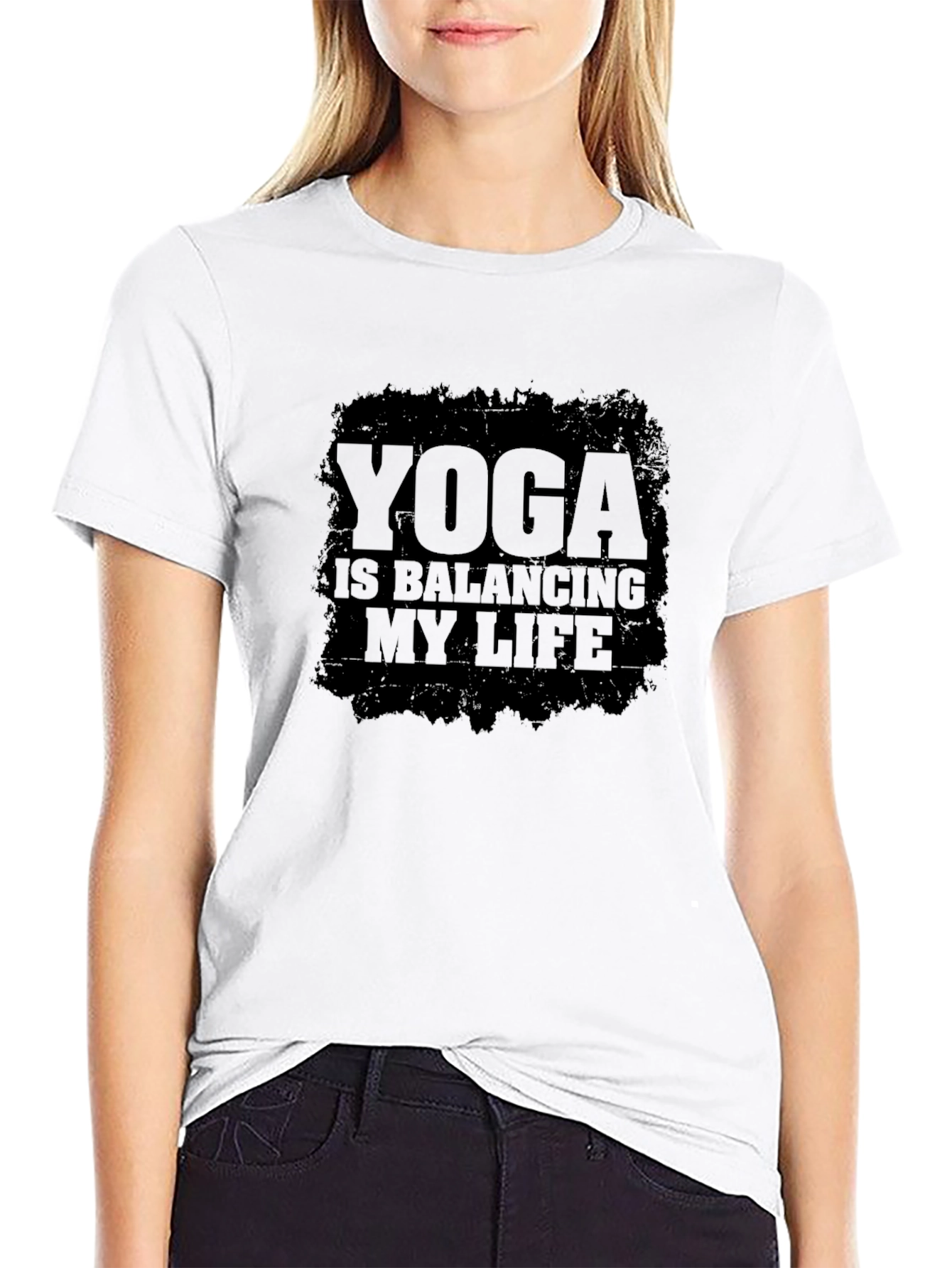Yoga Is Balancing My Life Black T-Shirt