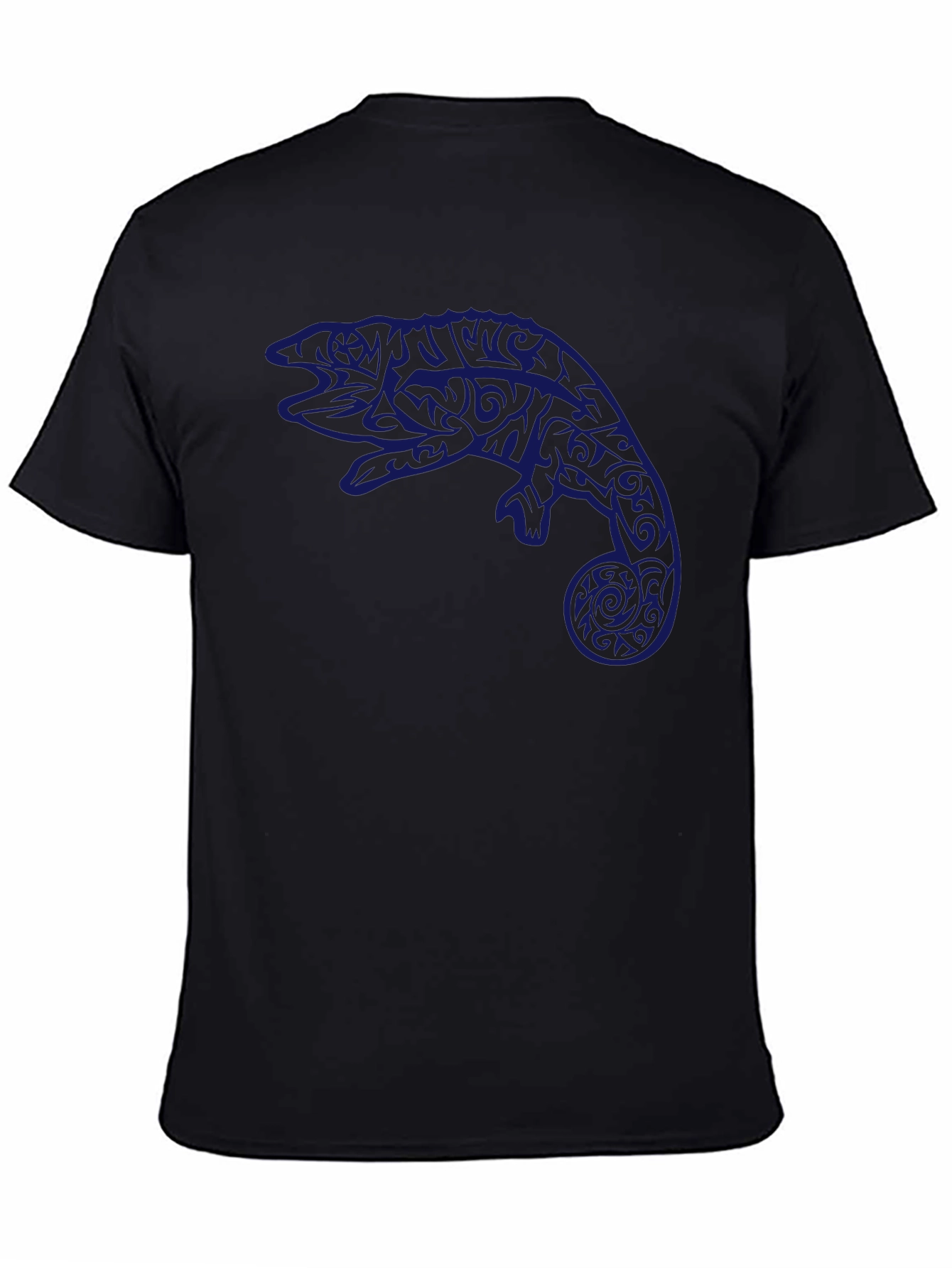 Tribal Chameleon Graphic Tee - Black