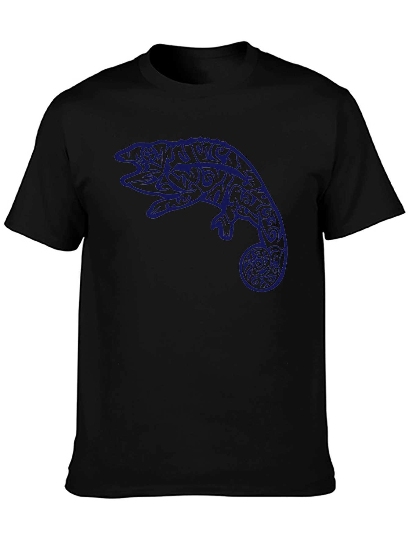 Tribal Chameleon Graphic Tee - Black