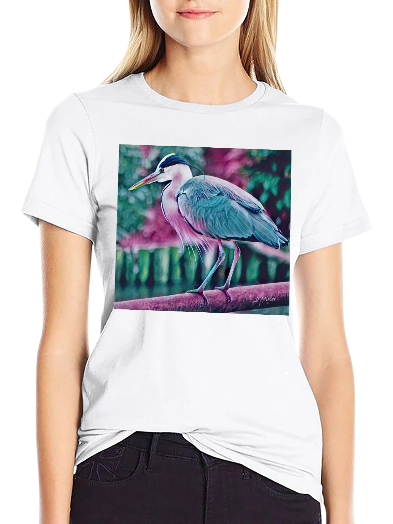 Blue Heron Art Graphic T-Shirt