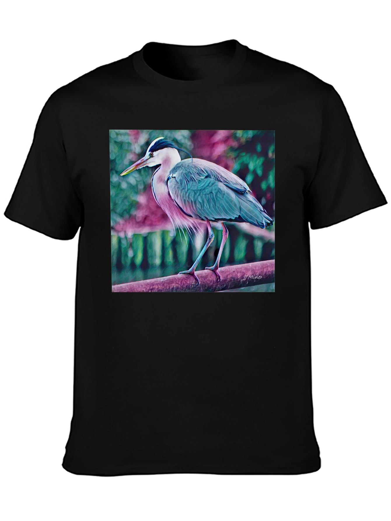 Blue Heron Art Graphic T-Shirt