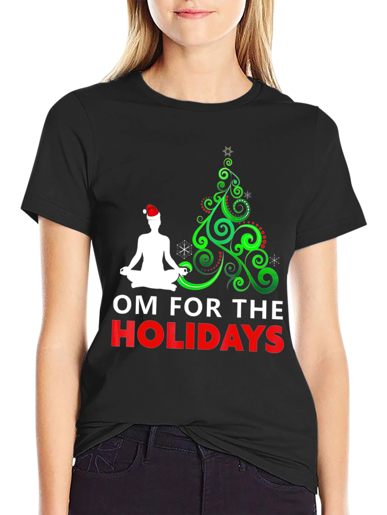 Om for the Holidays Christmas Yoga T-Shirt