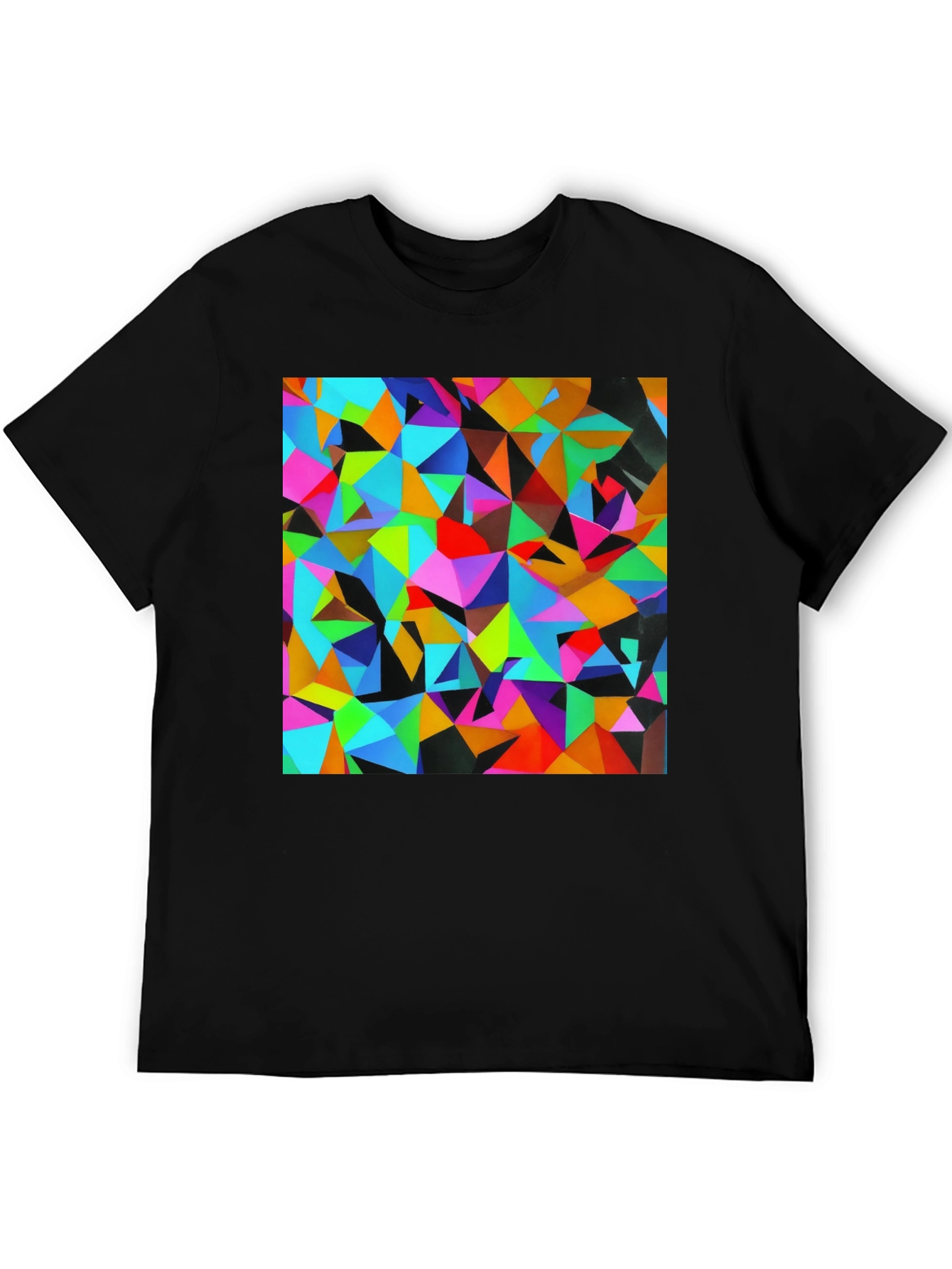 Geometric Triangle Print Black T-Shirt