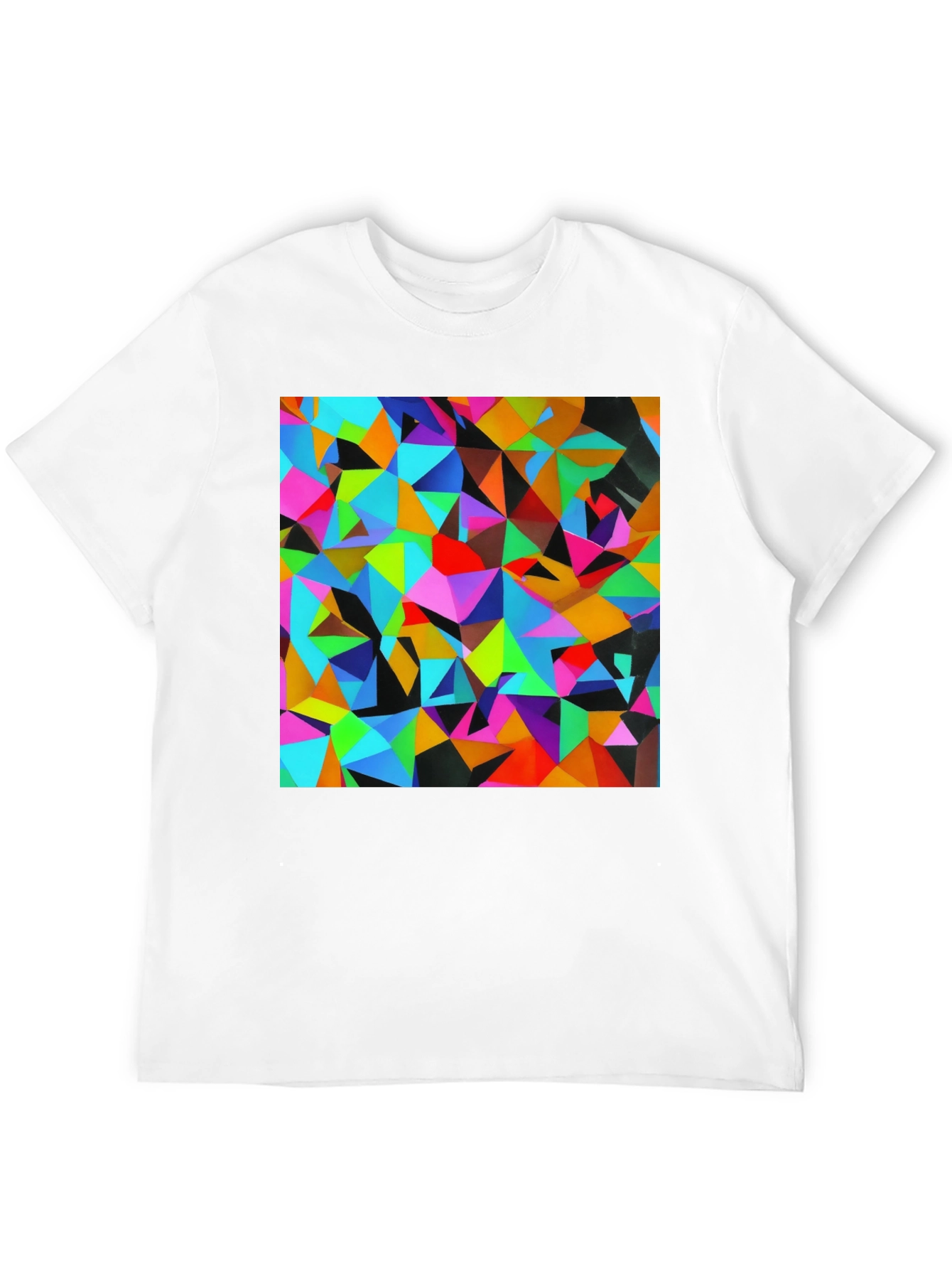 Geometric Triangle Print Black T-Shirt