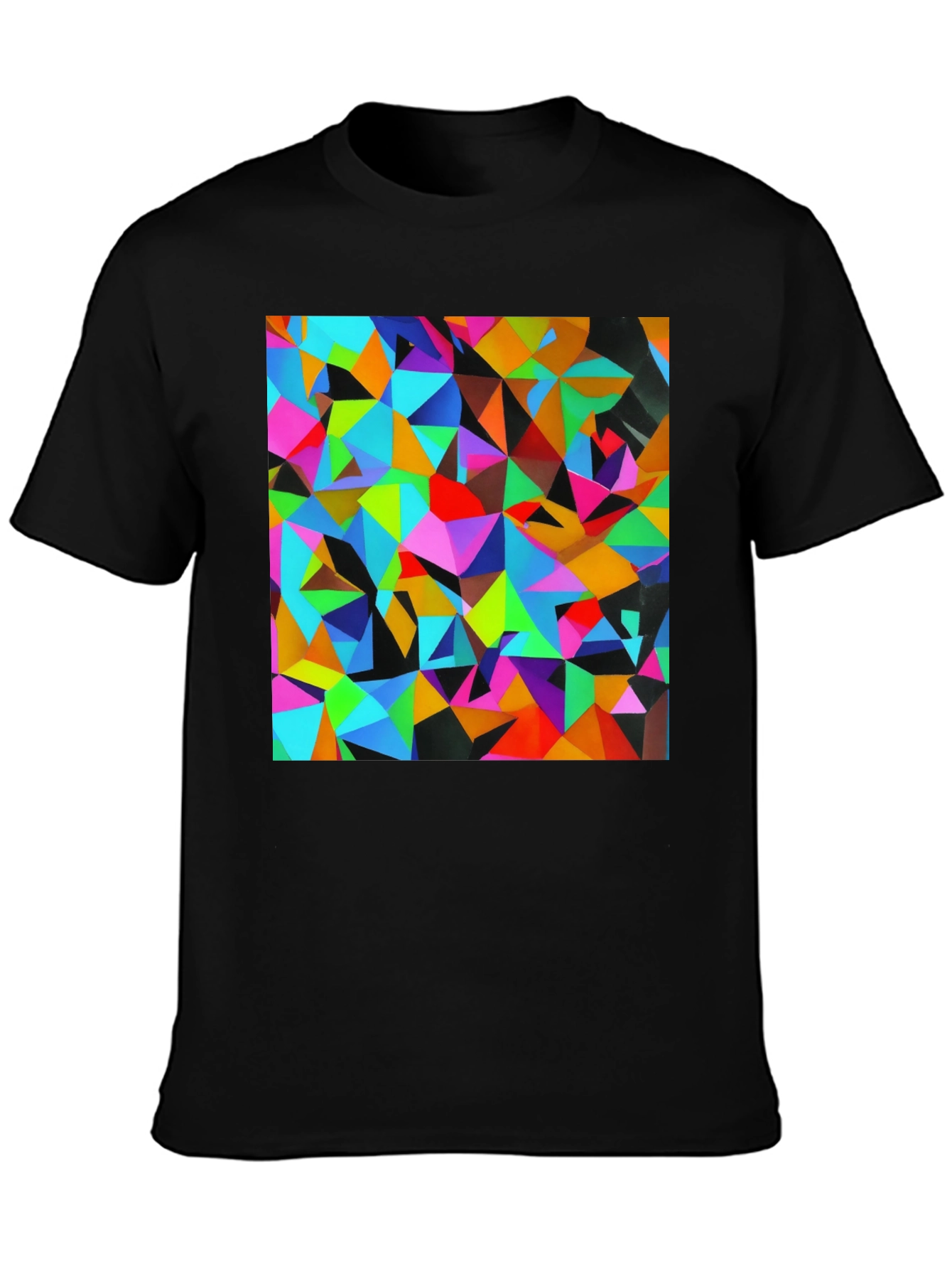 Geometric Triangle Print Black T-Shirt