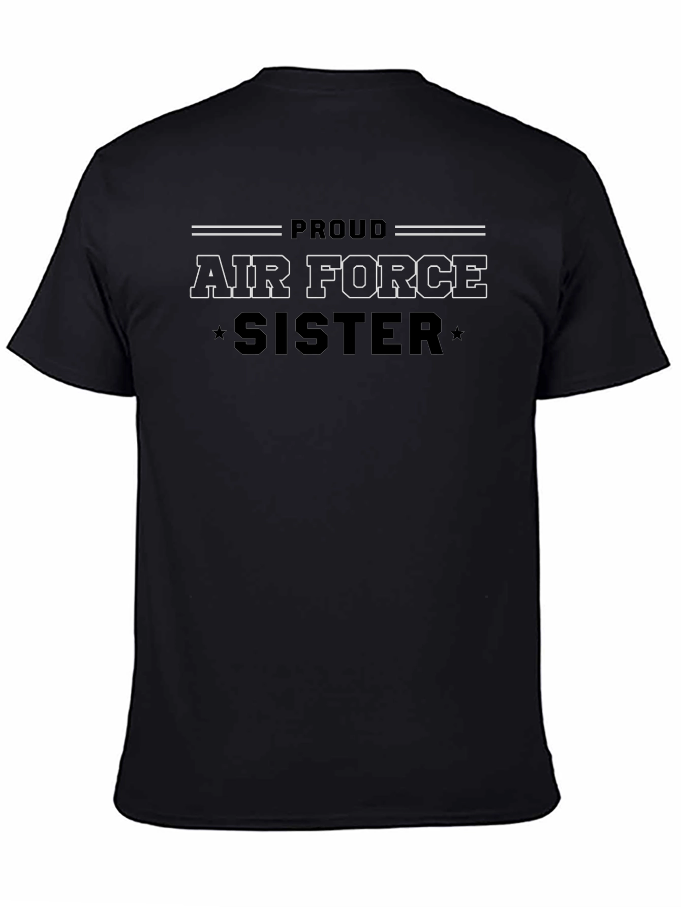Proud Air Force Sister Graphic Tee - Black