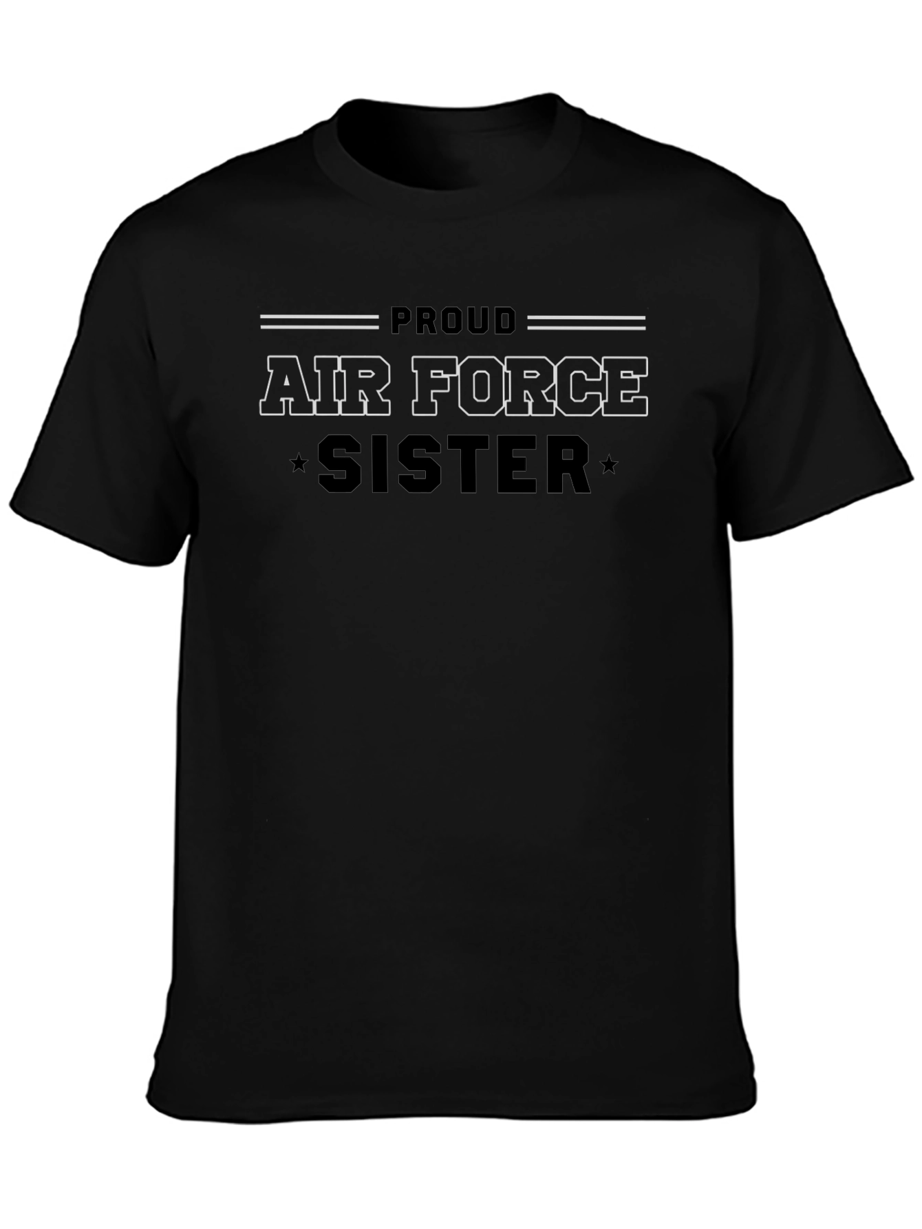 Proud Air Force Sister Graphic Tee - Black