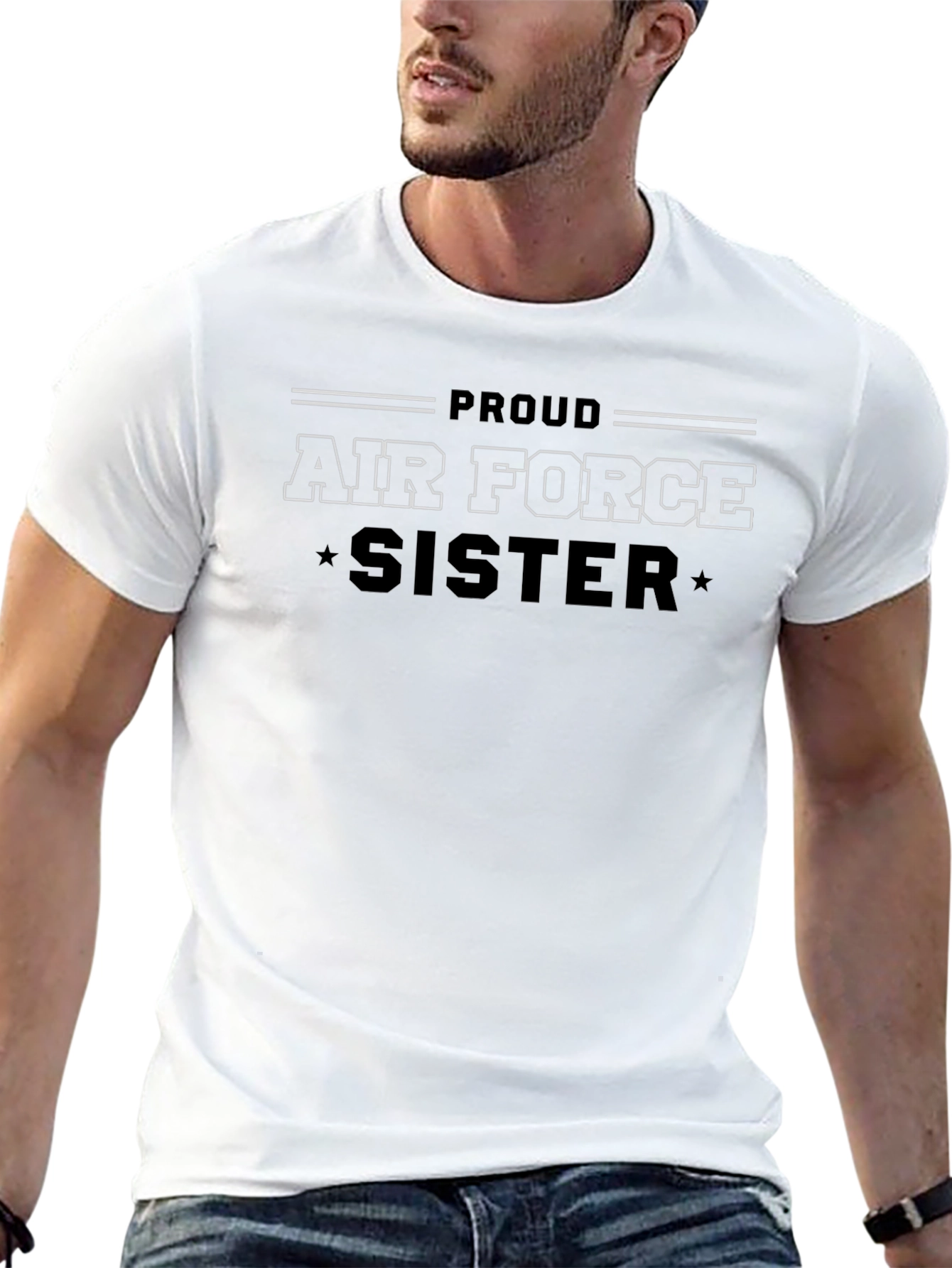 Proud Air Force Sister Graphic Tee - Black