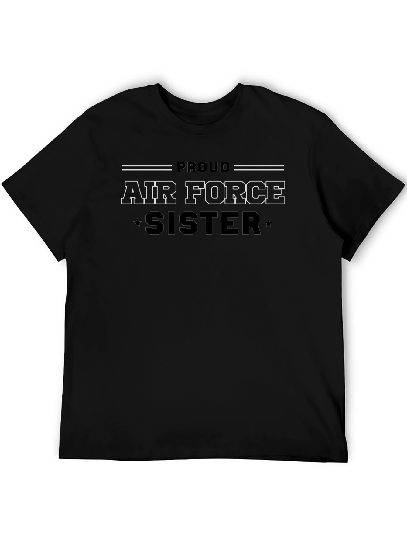 Proud Air Force Sister Graphic Tee - Black