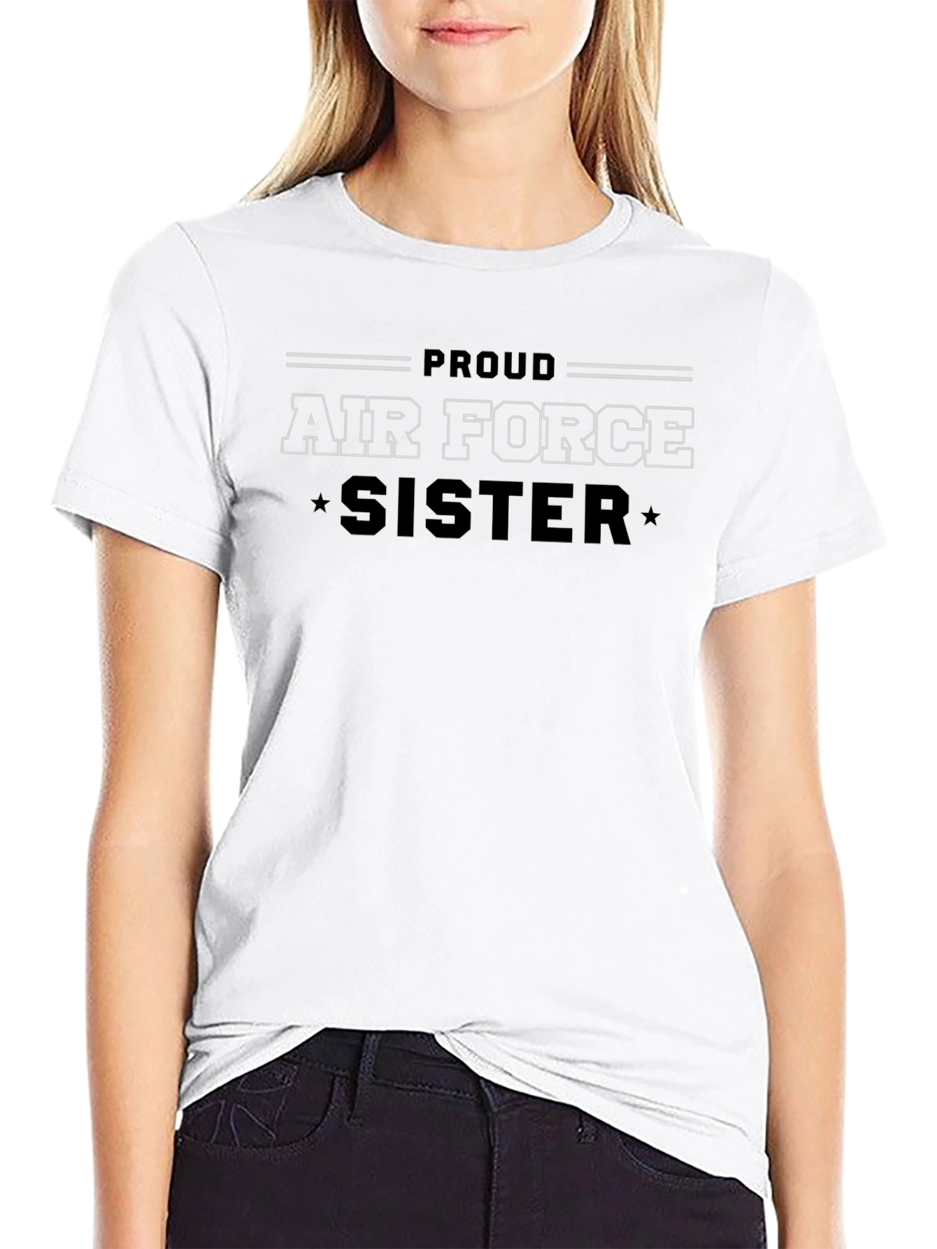 Proud Air Force Sister Graphic Tee - Black