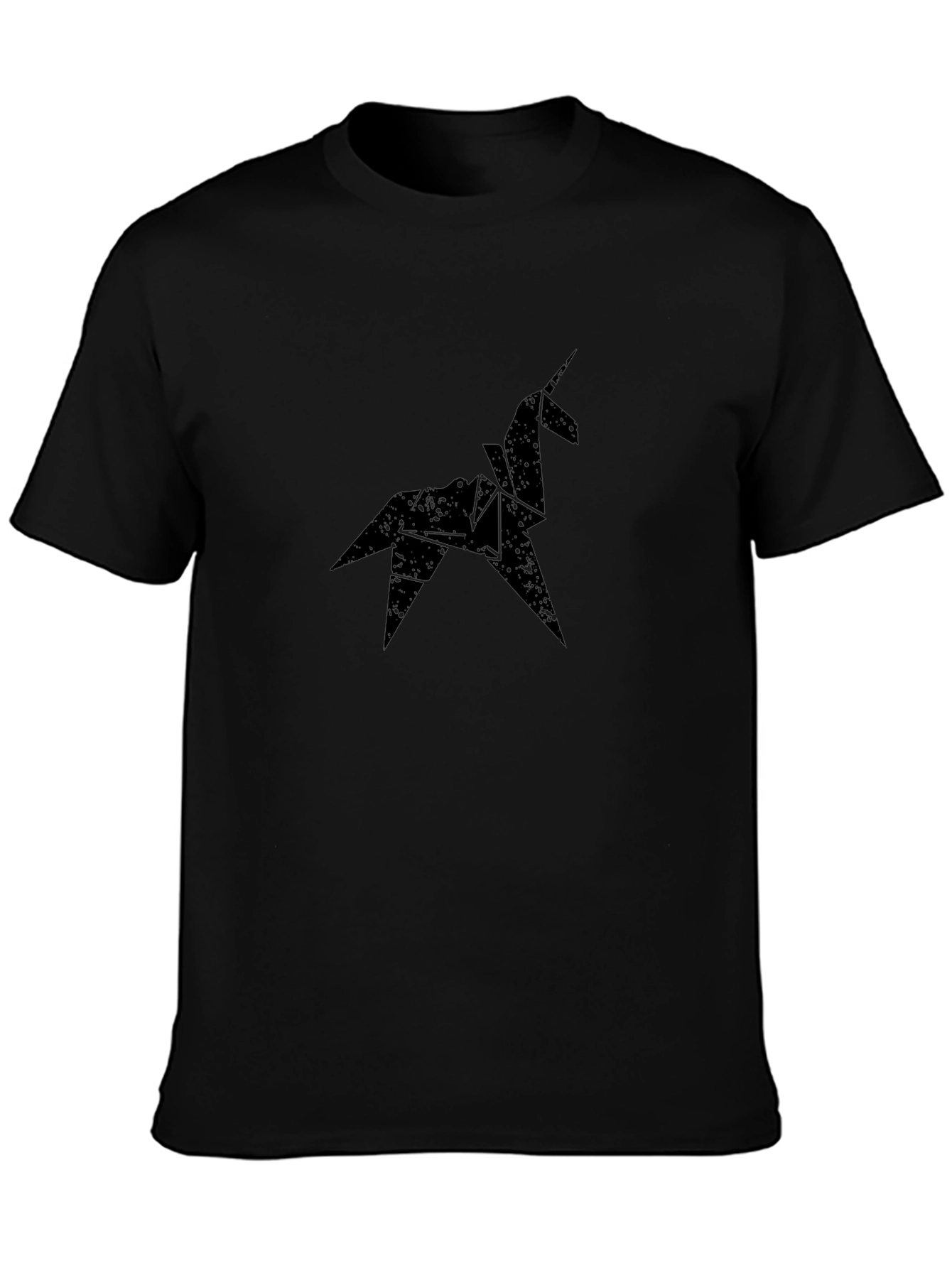 Origami Unicorn Black T-Shirt