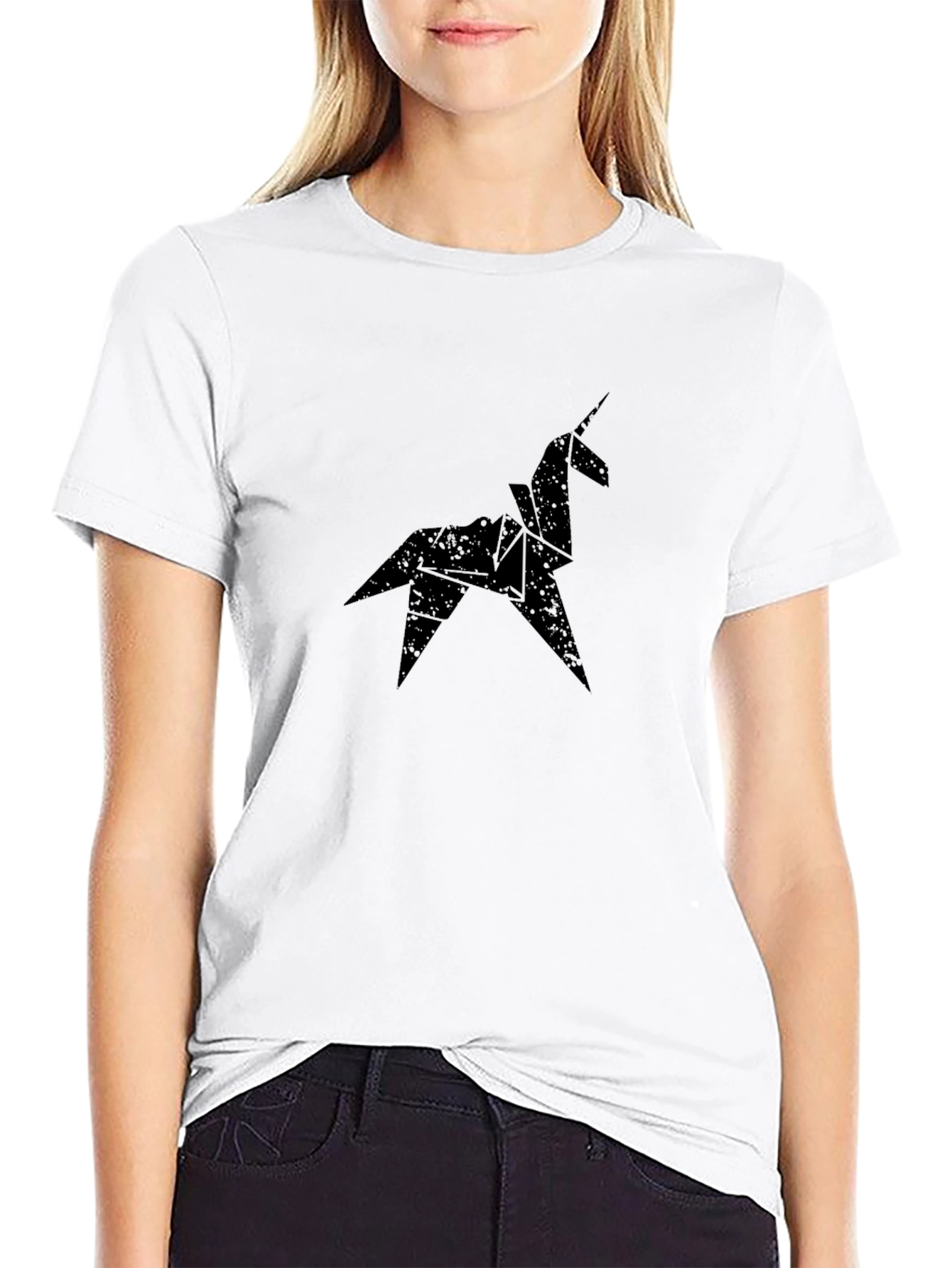 Origami Unicorn Black T-Shirt