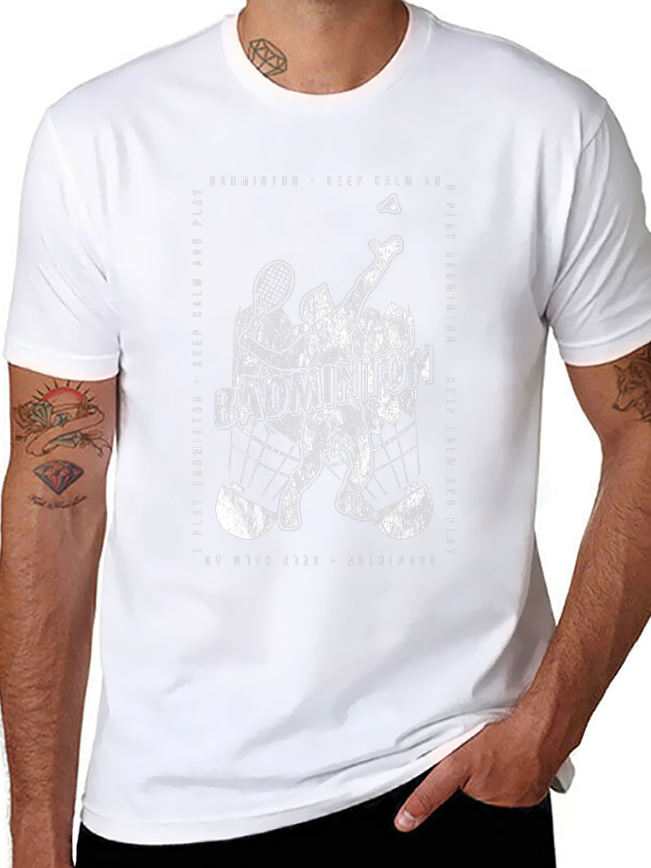Badminton Player Graphic T-Shirt - Keep Calm and Play