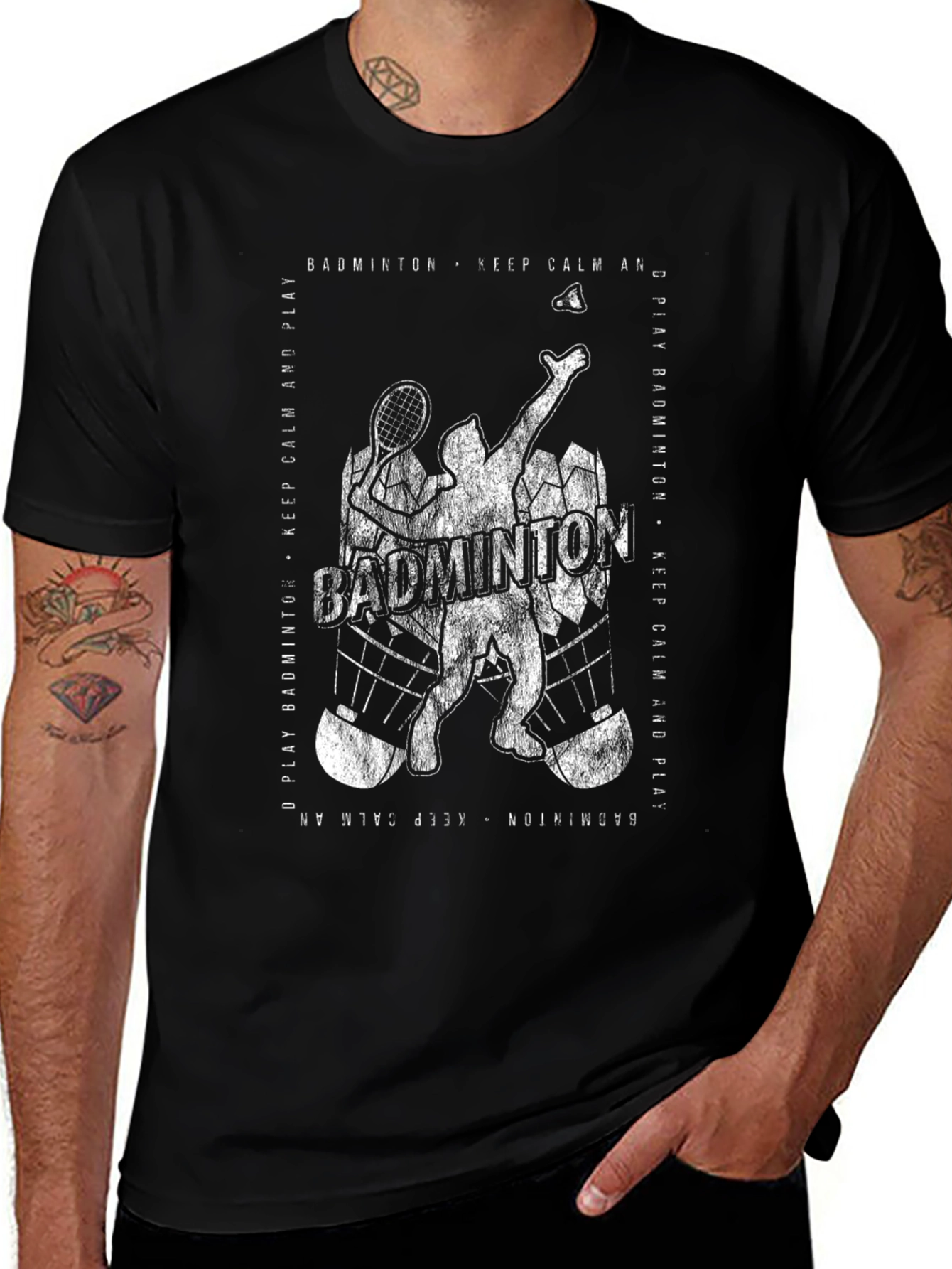 Badminton Player Graphic T-Shirt - Keep Calm and Play