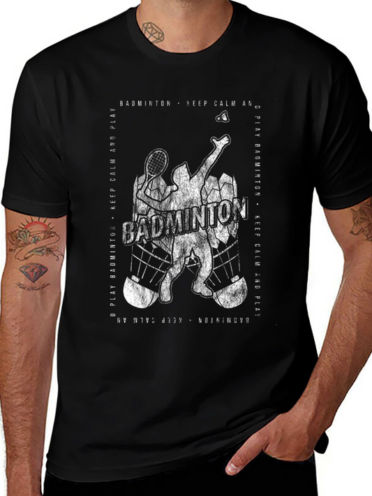 Badminton Player Graphic T-Shirt - Keep Calm and Play