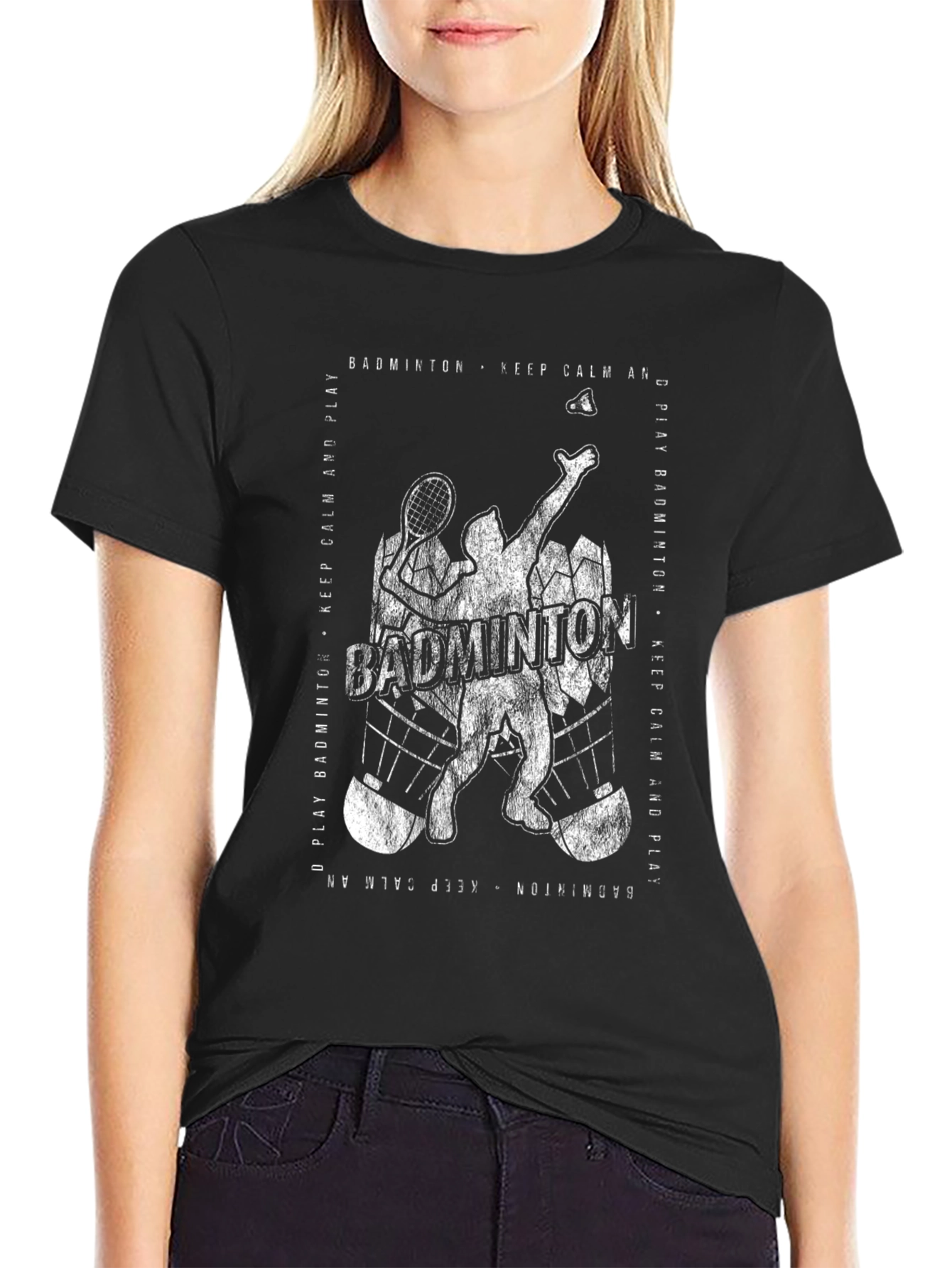 Badminton Player Graphic T-Shirt - Keep Calm and Play
