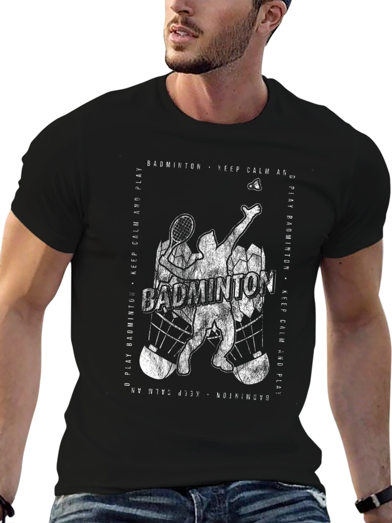 Badminton Player Graphic T-Shirt - Keep Calm and Play