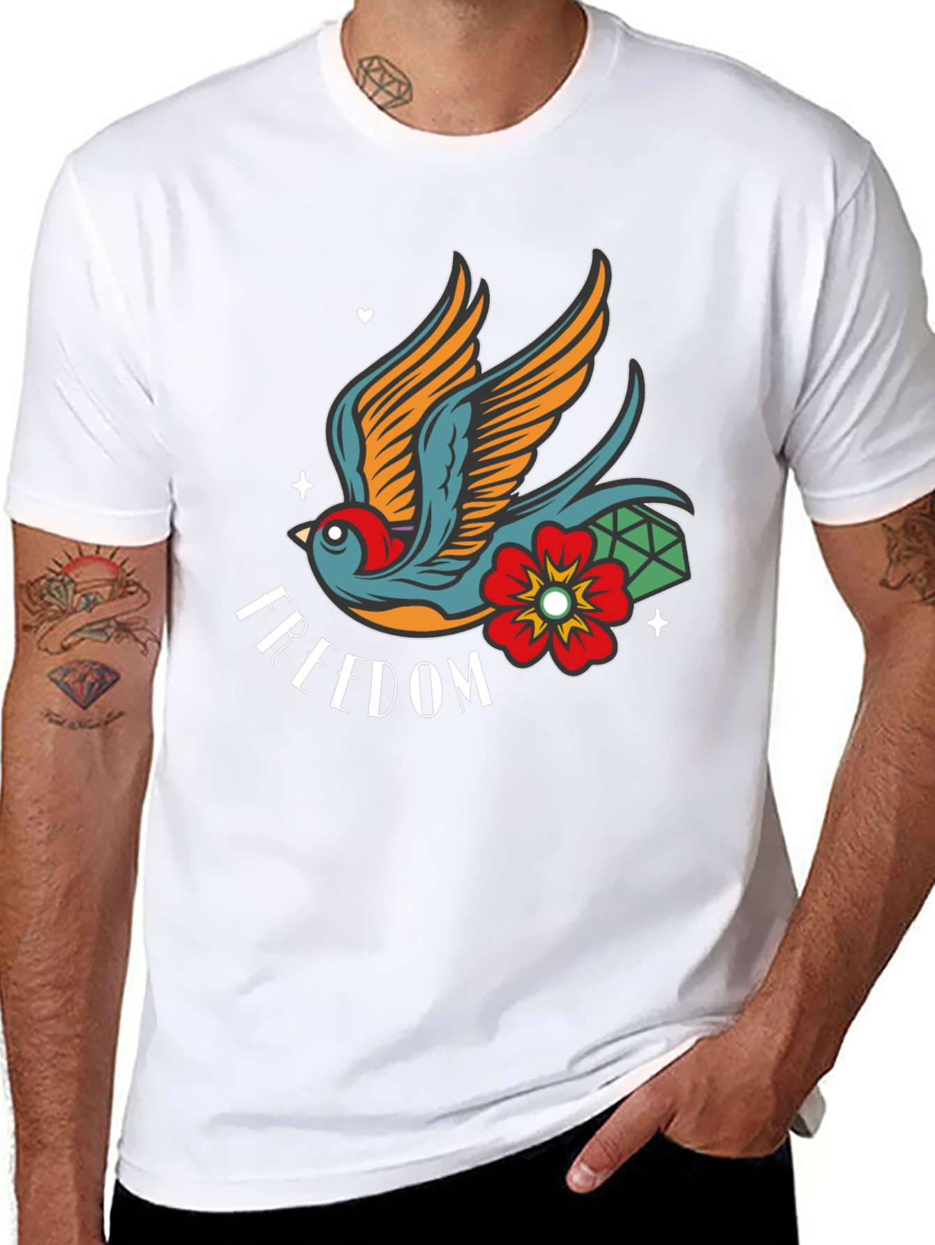 Freedom Bird Graphic Tee - Classic Tattoo Style