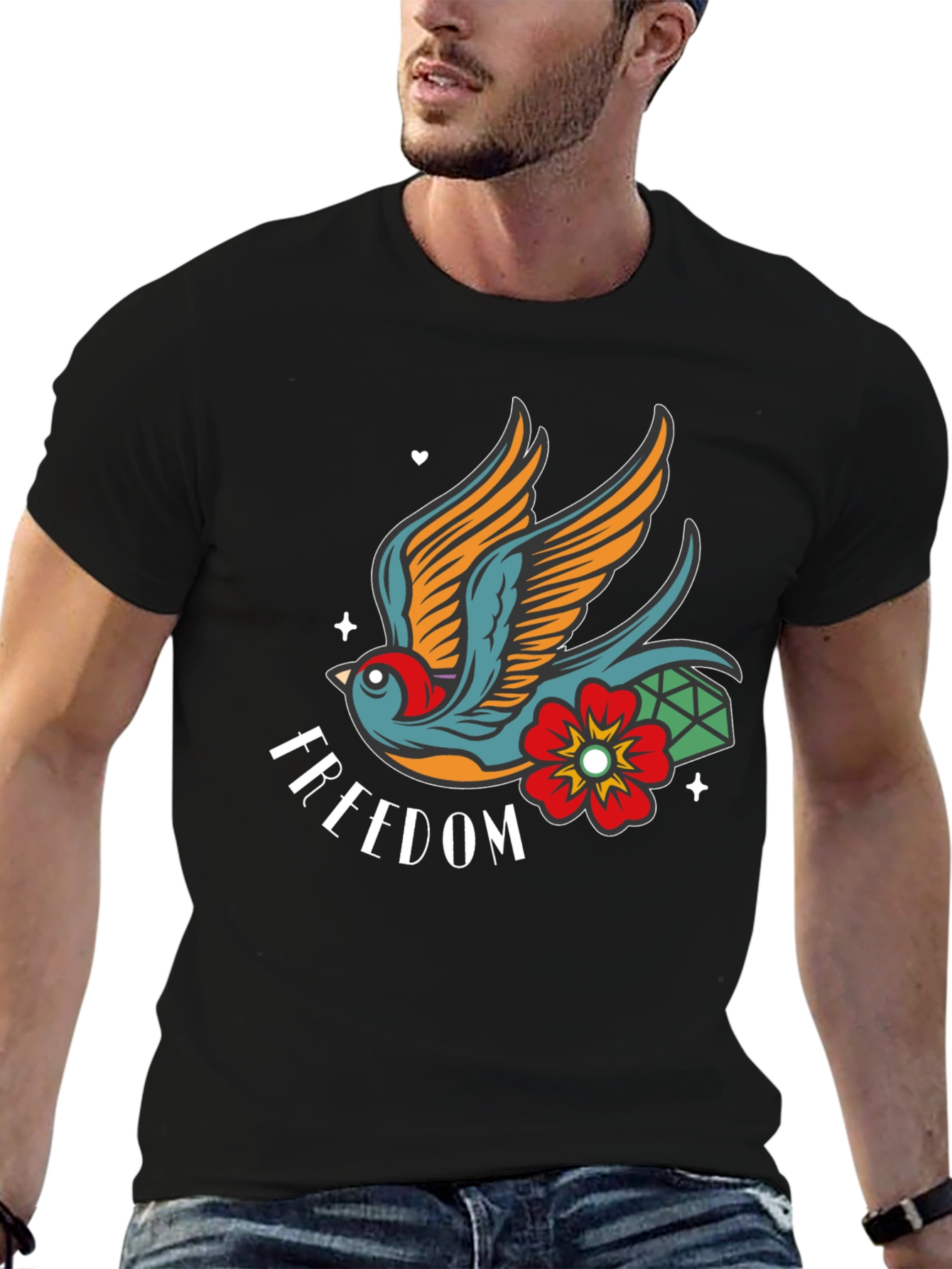 Freedom Bird Graphic Tee - Classic Tattoo Style