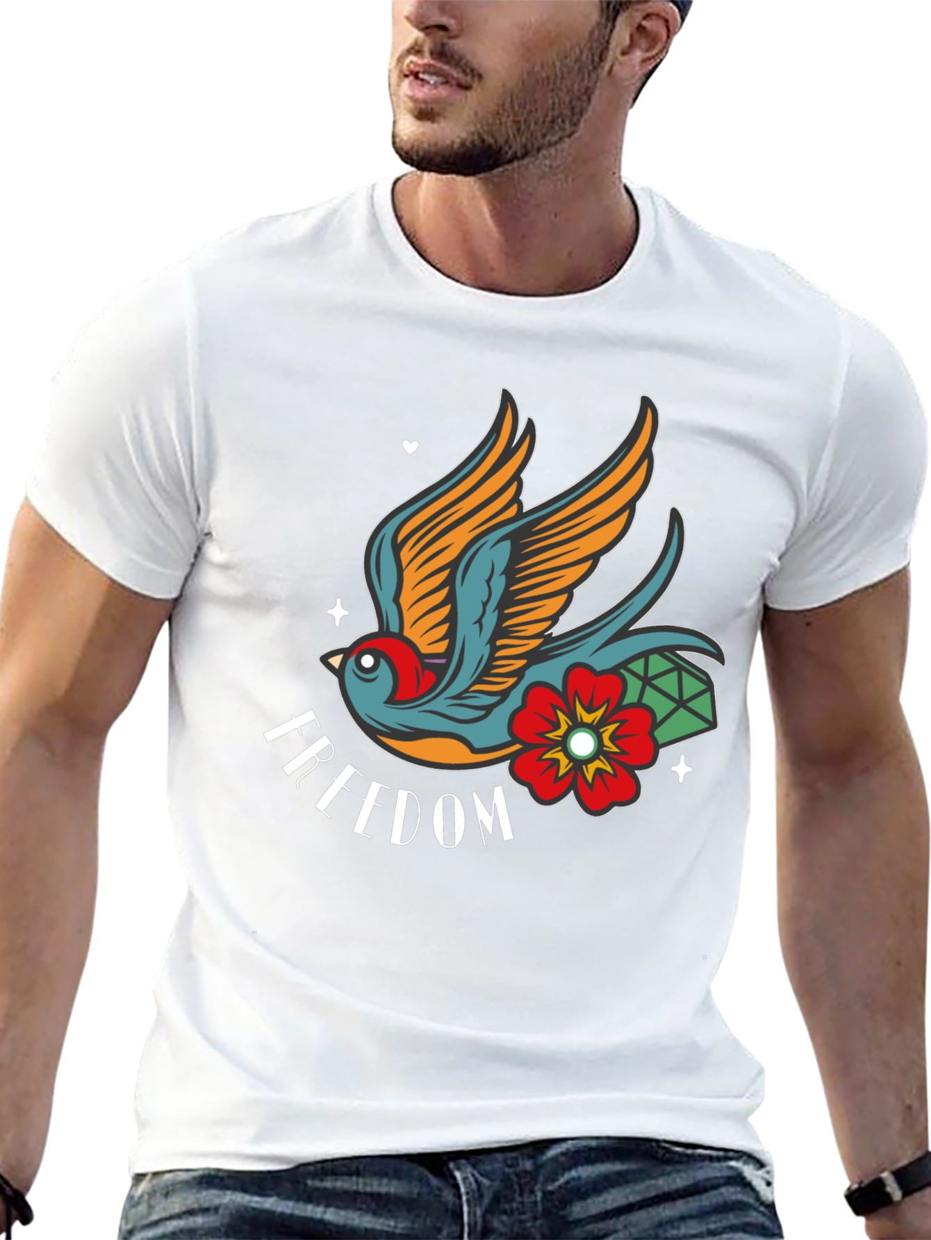 Freedom Bird Graphic Tee - Classic Tattoo Style