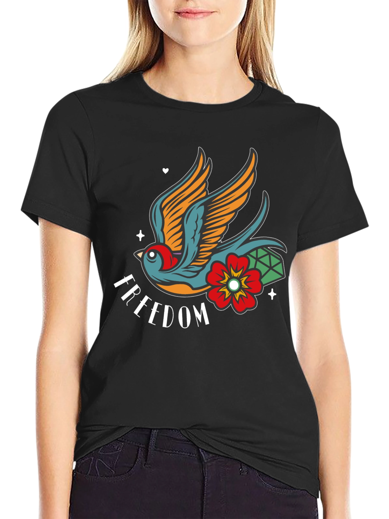 Freedom Bird Graphic Tee - Classic Tattoo Style