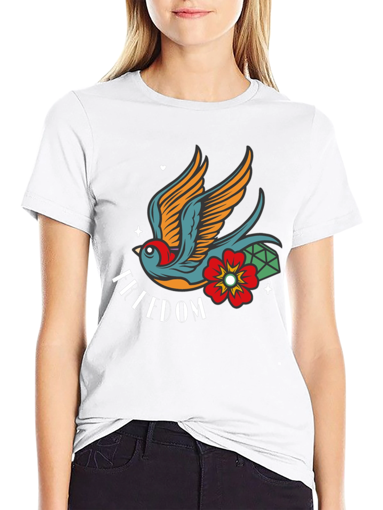 Freedom Bird Graphic Tee - Classic Tattoo Style