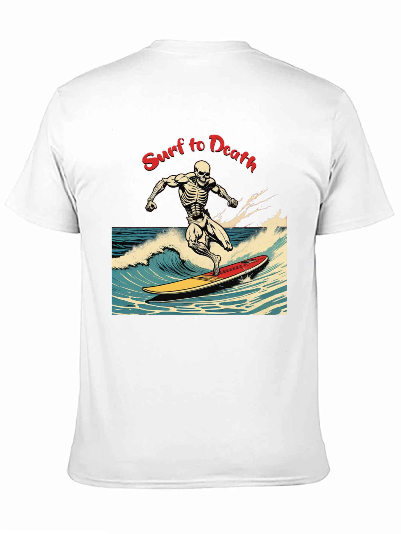 Surf to Death Graphic T-Shirt - Unique Skeleton Design