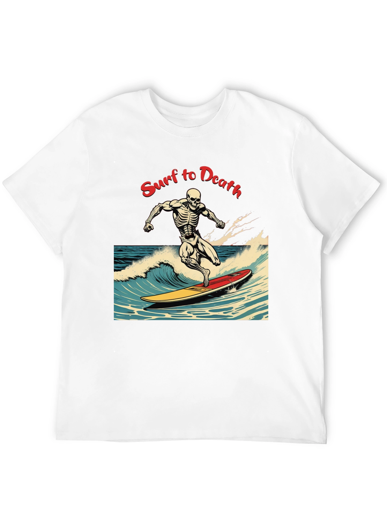 Surf to Death Graphic T-Shirt - Unique Skeleton Design