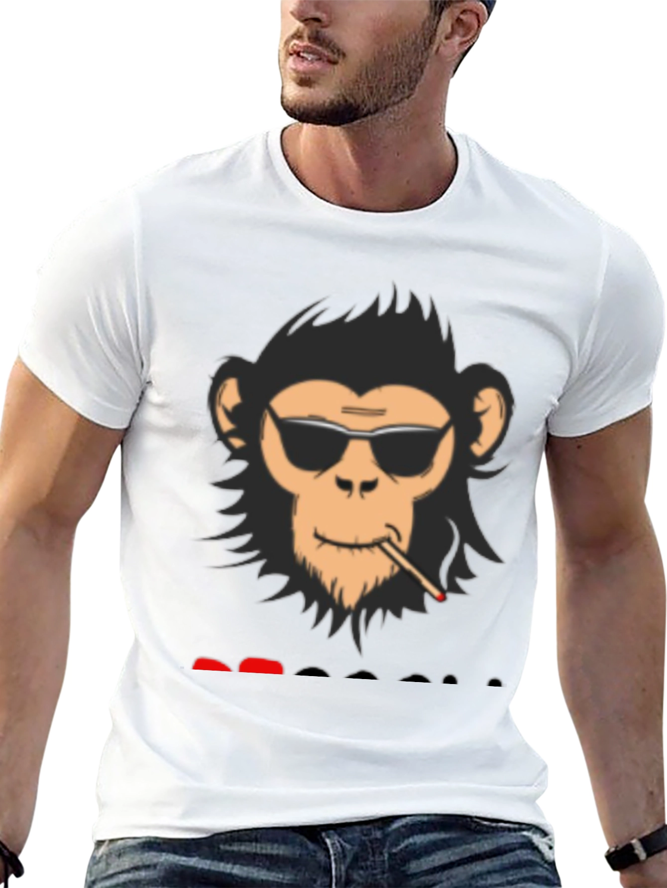 Cool Monkey Graphic Tee - Black Cotton Blend Shirt