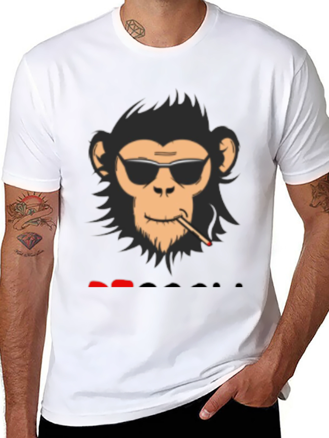 Cool Monkey Graphic Tee - Black Cotton Blend Shirt