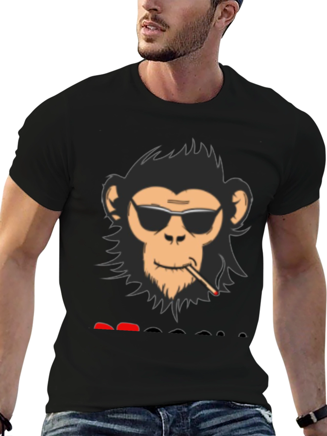 Cool Monkey Graphic Tee - Black Cotton Blend Shirt