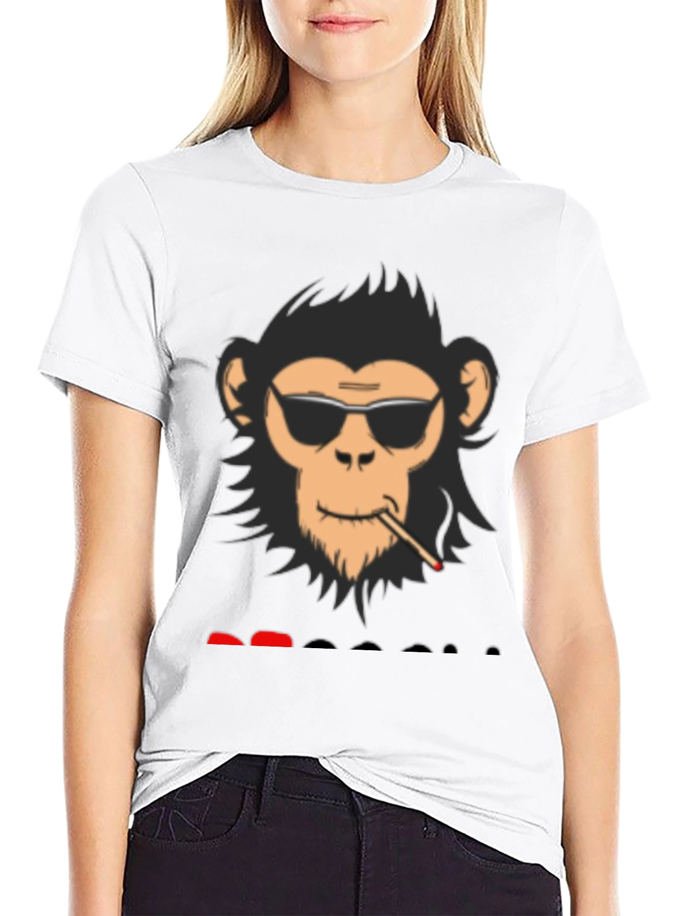 Cool Monkey Graphic Tee - Black Cotton Blend Shirt