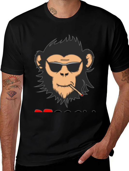 Cool Monkey Graphic Tee - Black Cotton Blend Shirt