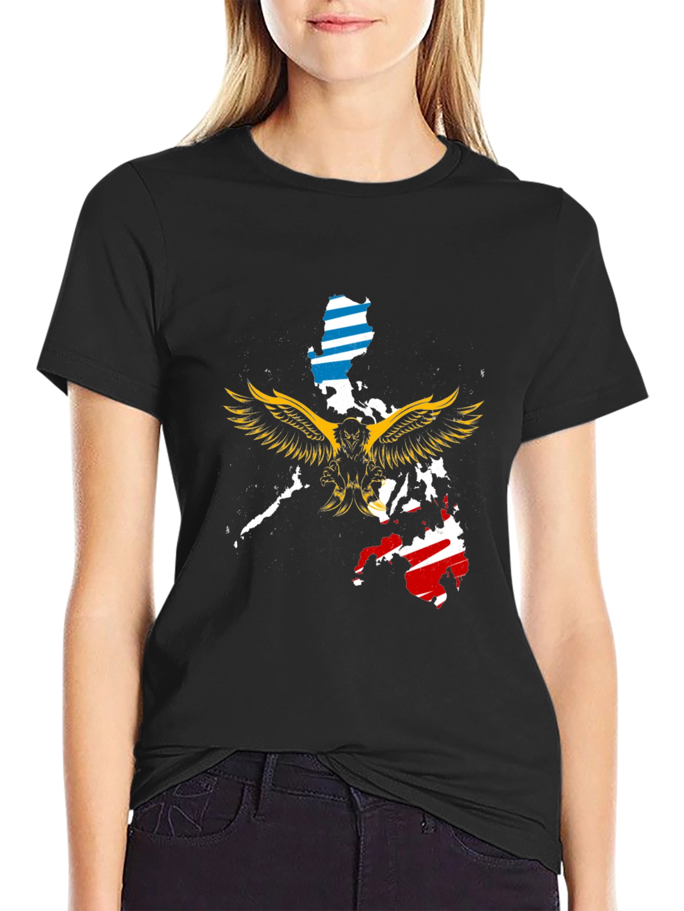 Philippines Eagle Map Black T-Shirt