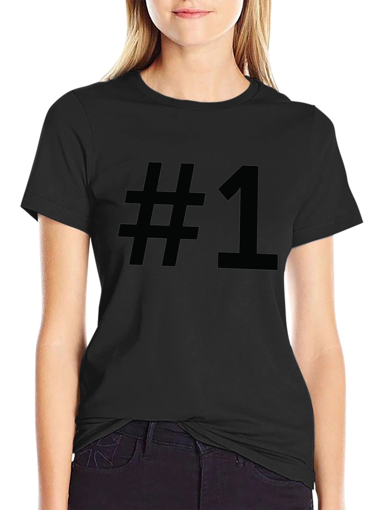 Number One Graphic Tee - Black Cotton T-Shirt