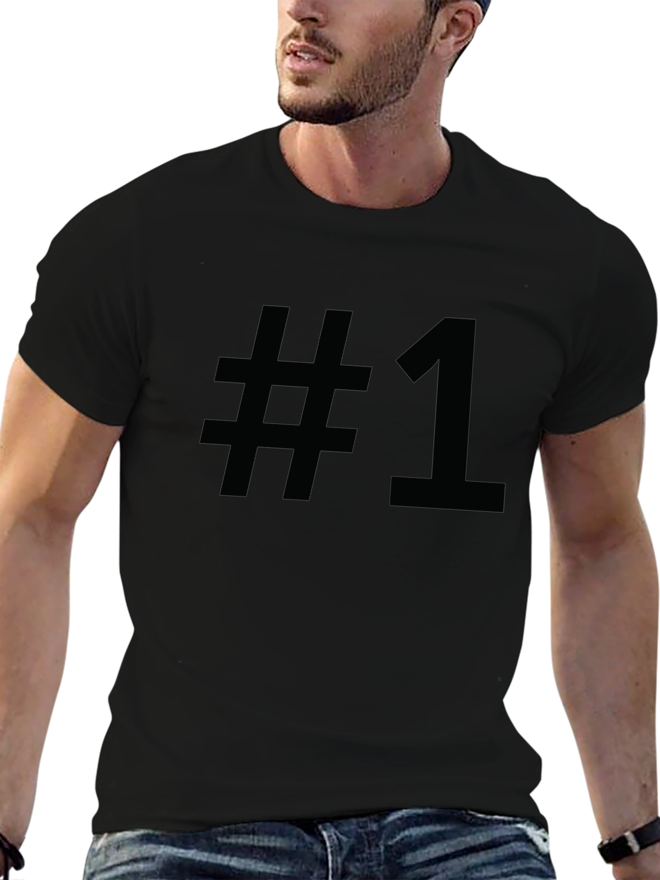 Number One Graphic Tee - Black Cotton T-Shirt