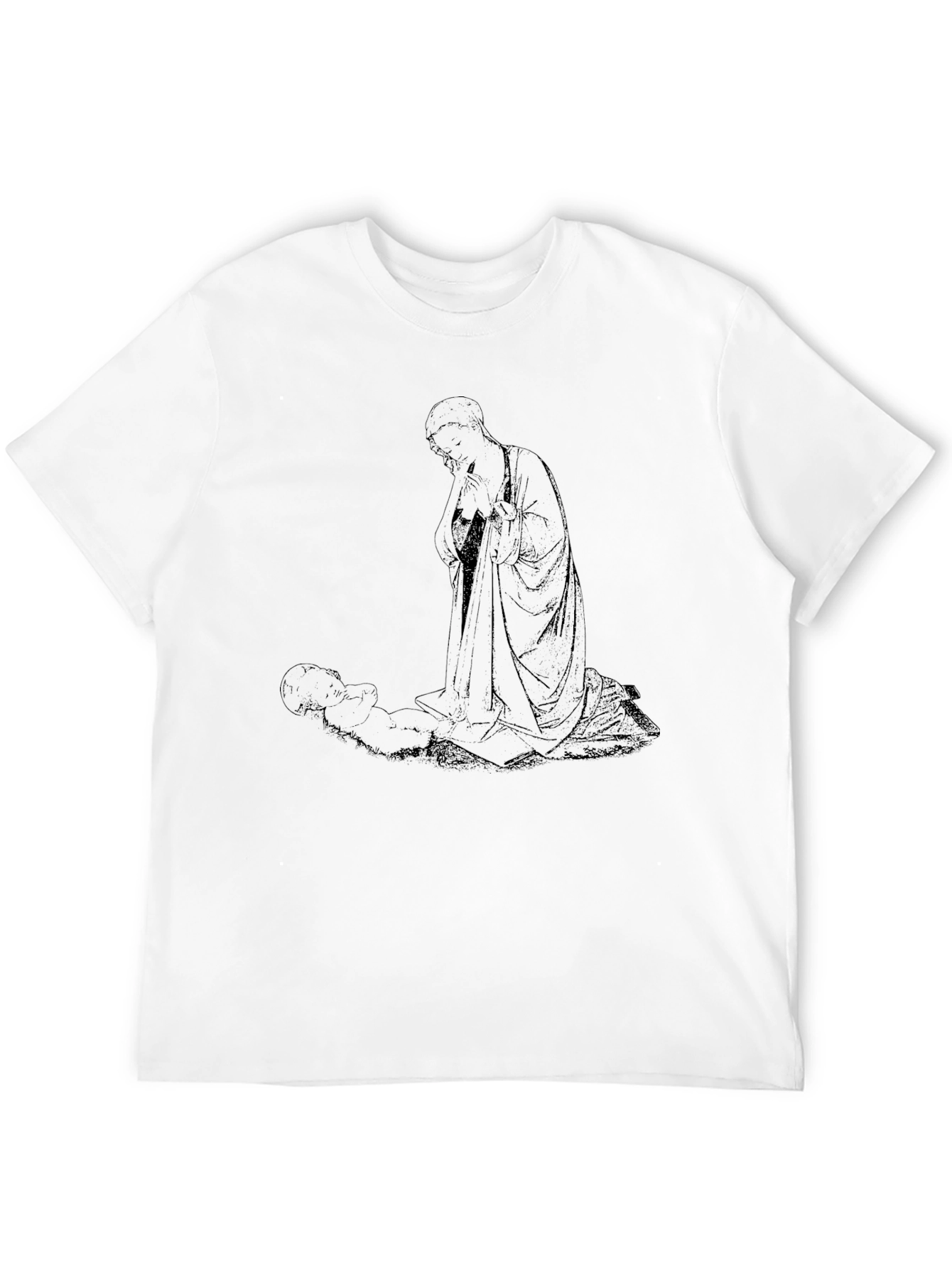 Monk and Child Black T-Shirt - Unique Graphic Tee