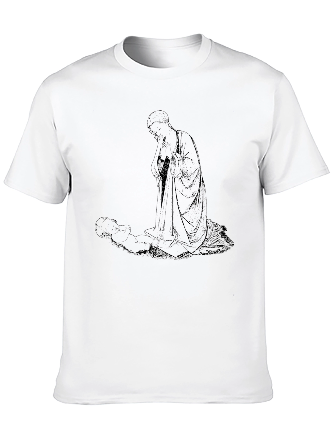 Monk and Child Black T-Shirt - Unique Graphic Tee