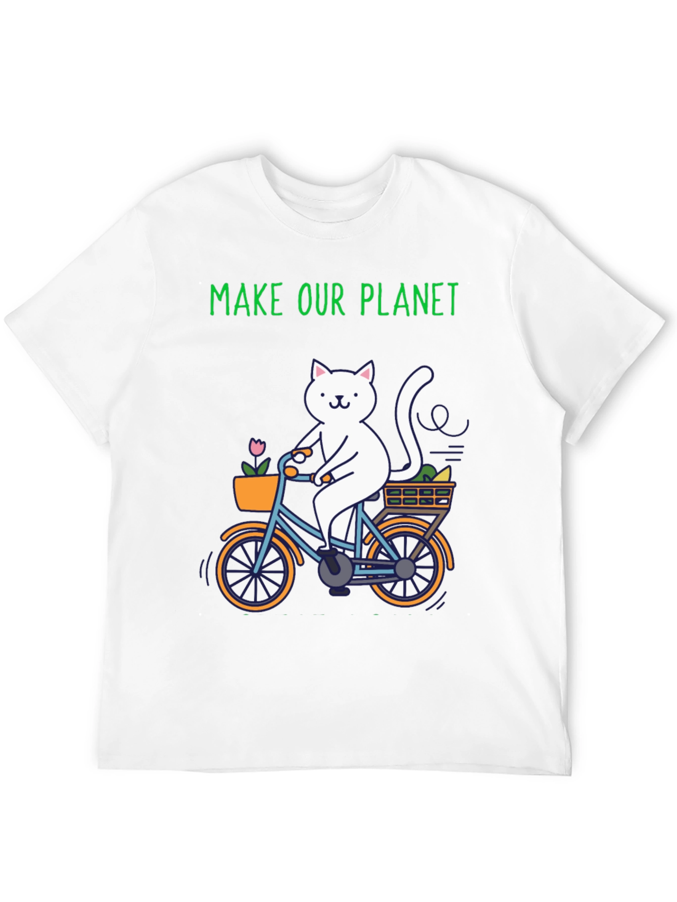 Eco-Friendly Cat on Bike Graphic Tee