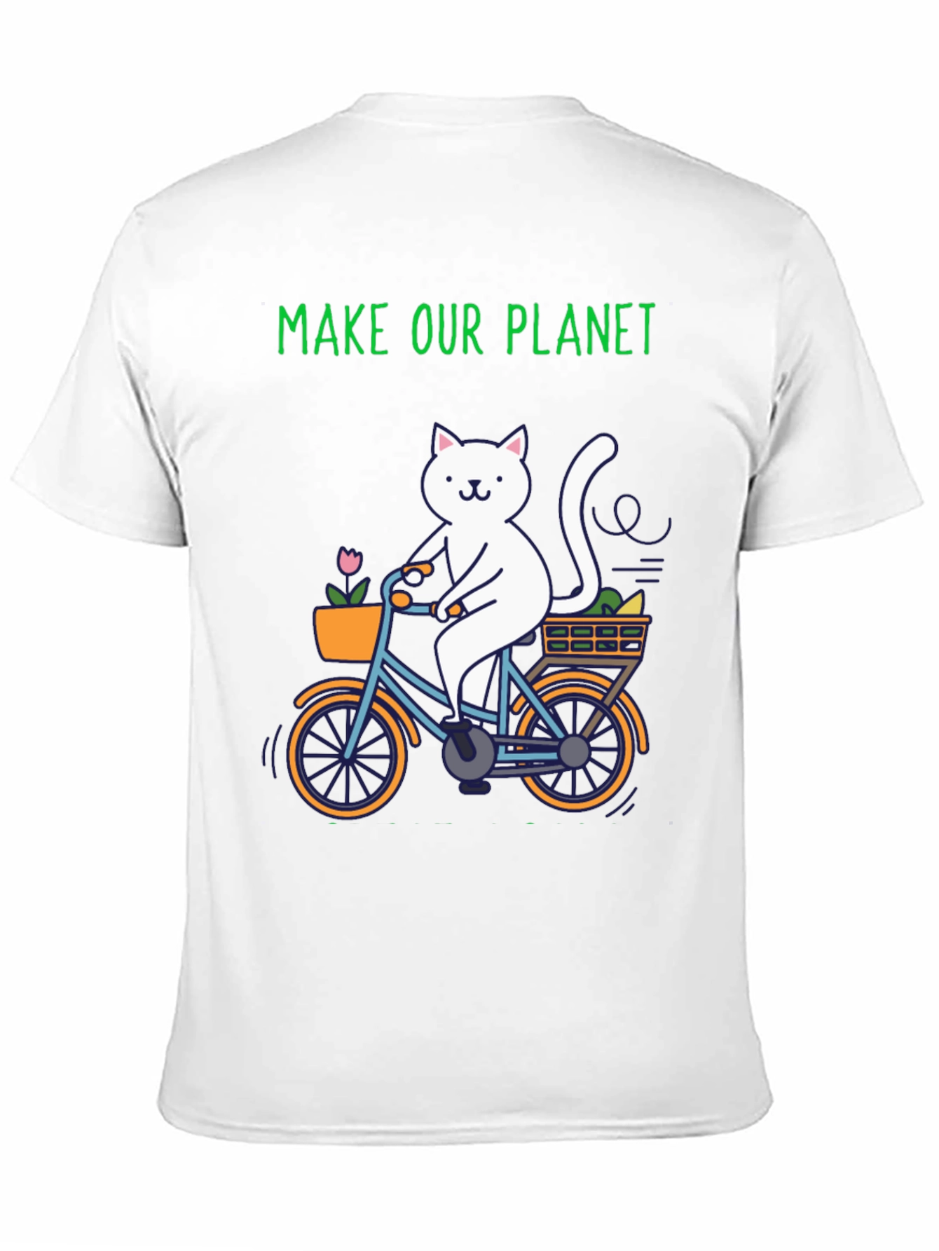 Eco-Friendly Cat on Bike Graphic Tee