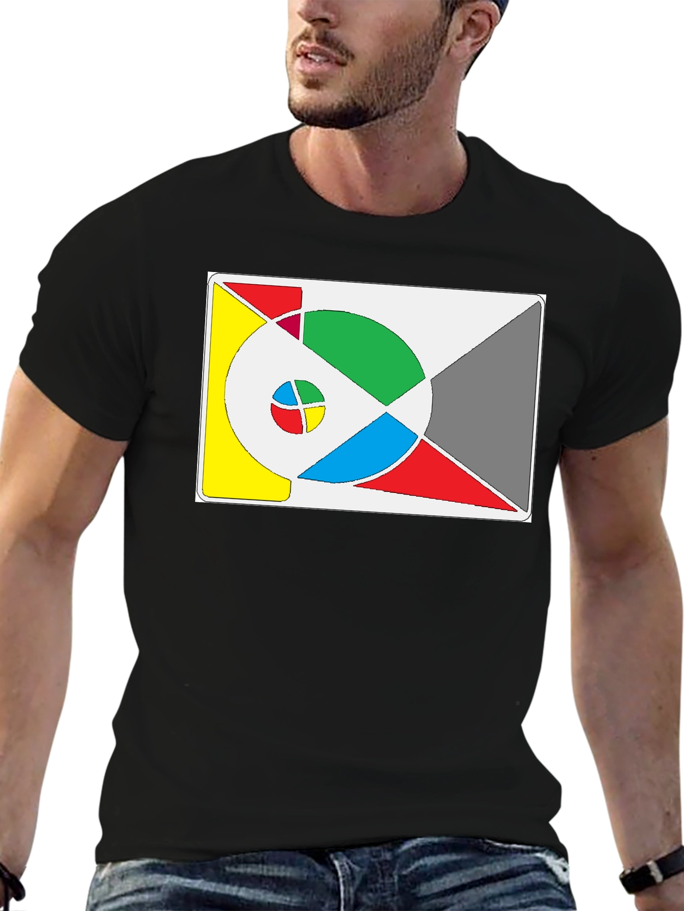 Abstract Geometric Design Black T-Shirt